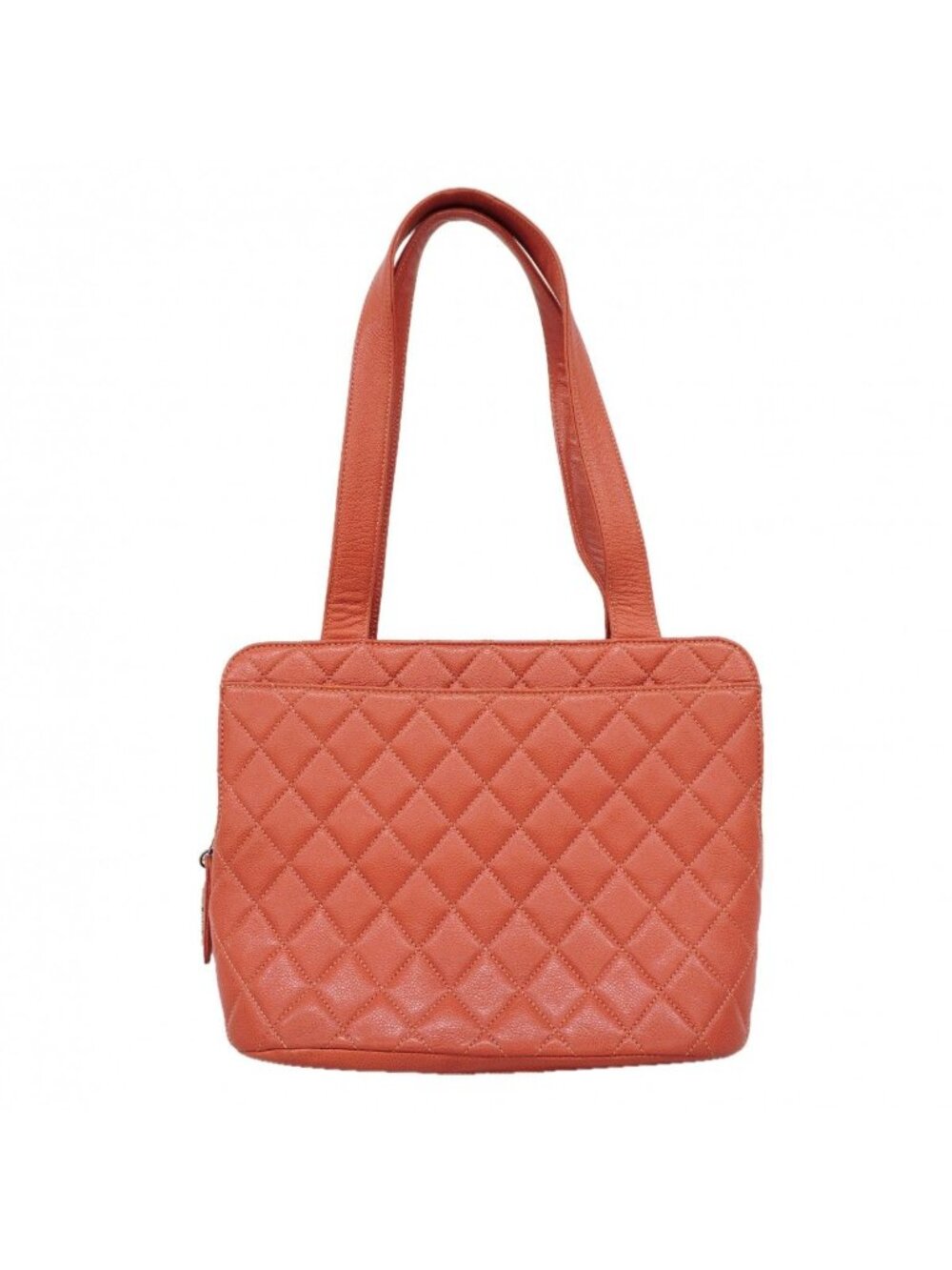 Chanel Tote Quilted Caviar Leather Pink Silver